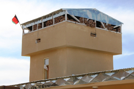 Afghan flag is proudly flying at a newly built guard tower of the Chinarey