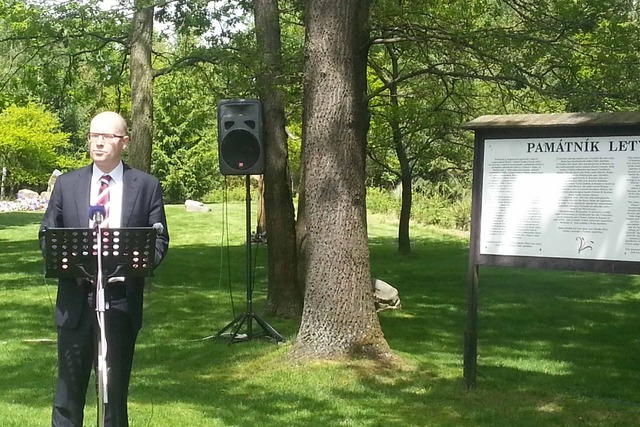 Premiér B. Sobotka při projevu