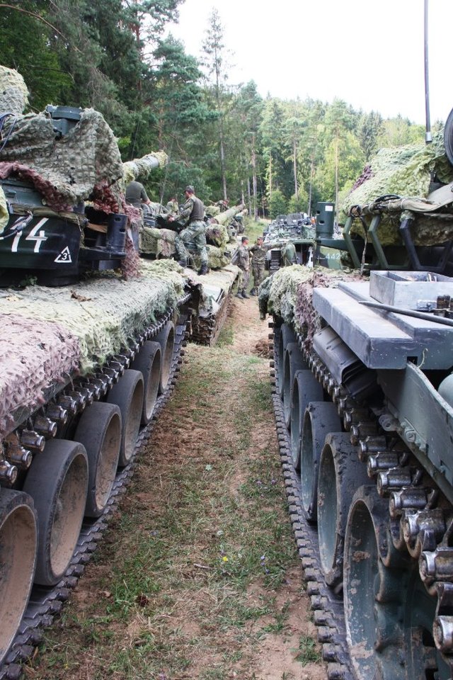  Naše tanky seřazené pod lesem