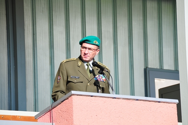 Rektor-velitel brigádní generál Bohuslav Přikryl během projevu