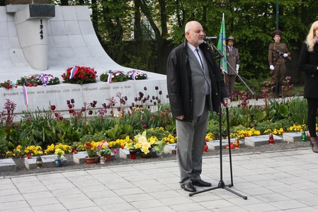 Zástupce ČSBS na Praze 4 Jiří Pitín během svého projevu