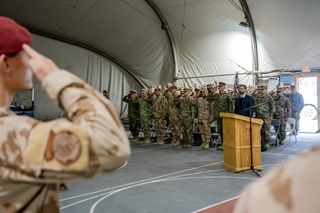 Velení 11. SR BAF a hosté z koaličních jednotek při nástupu.