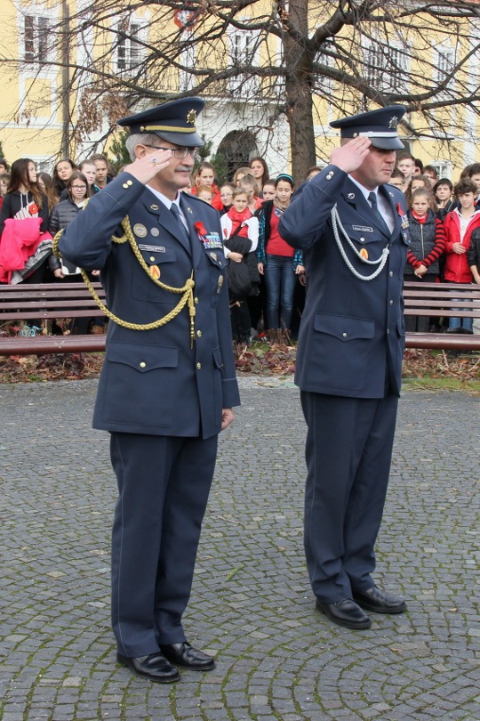 Památku válečných veteránů uctil velitel strakonického útvaru plukovník Vladimír Barca s vrchním praporčíkem Miroslavem Filipčíkem. 