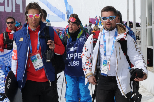 Trenéři Evy Samkové - Jakub Flejšar a Marek Jelínek