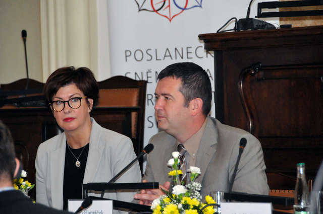 Úvodní slovo patřilo předsedovi Poslanecké sněmovny Parlamentu ČR Janu Hamáčkovi a náměstkyni pro řízení sekce právní Ministerstva obrany ČR Aleně Netolické