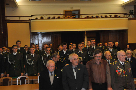 Pohled do hlavního sálu MO ČR při slavnostním shromáždění k 70. výročí bojů o Duklu 