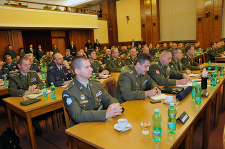 Pohled do hlavního sálu Ministerstva obrany ČR, kde se konalo pravidelné velitelské shromáždění