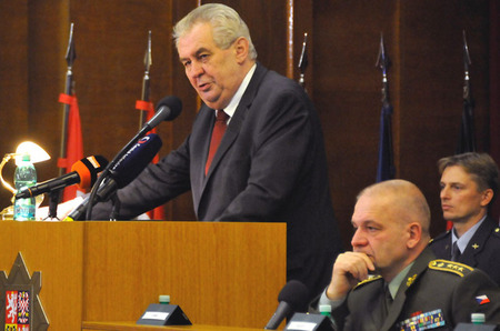 Prezident republiky a vrchní velitel Ozbrojených sil ČR Miloš Zeman při projevu