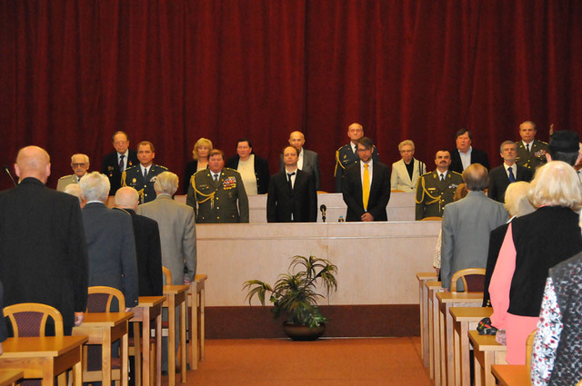 Ze setkání účastníků Českého národního povstání v hlavním sále Ministerstva obrany ČR v Praze