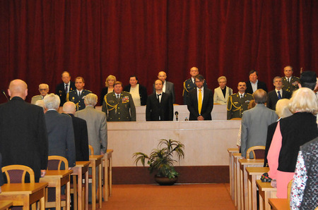 Ze setkání účastníků Českého národního povstání v hlavním sále Ministerstva obrany ČR v Praze