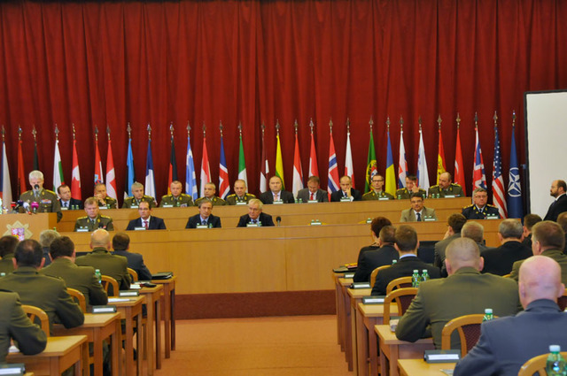 Pohled do hlavního sálu Ministerstva obrany ČR, kde se konalo tradiční velitelské shromáždění