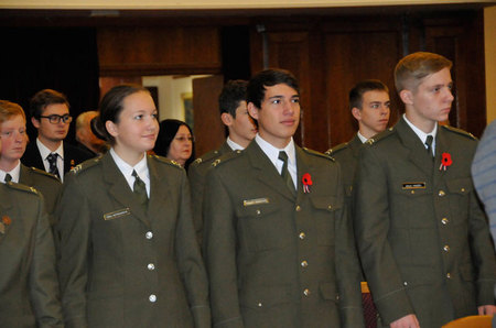Část studentů vojenské střední školy z Moravské Třebové, kteří se účastnili slavnostního shromáždění