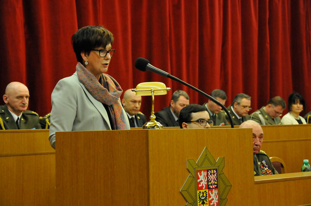 Náměstkyně pro řízení sekce právní MO Alena Netolická vyzdvihla význam vystoupení československých vojáků v bojích u Sokolova a Jasla
