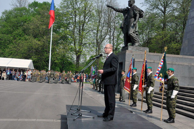 Projev předsedy vlády Bohuslava Sobotky v ostravských Komenského sadech