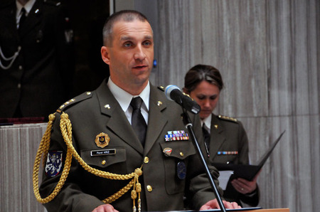 Ve slavnostním projevu připomněl nováčkům plukovník gšt. Pavel Kříž poslání vojenského policisty