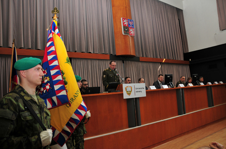 Projev rektora-velitele UO brigádního generála Bohuslava Přikryla