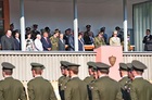 Představitelé Univerzity obrany a hosté na tribuně