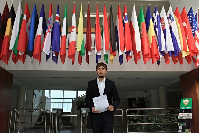 Karel Abraham na rektorátě Univerzity obrany