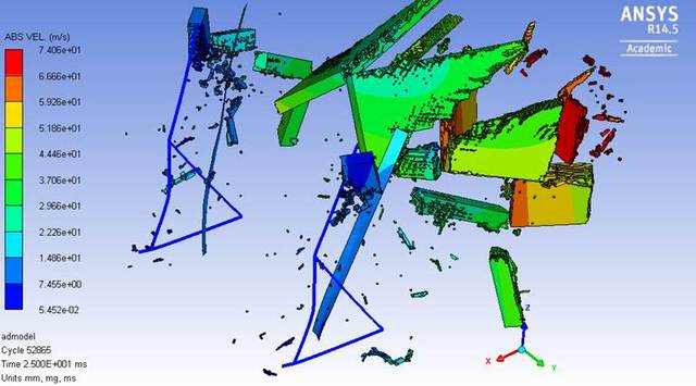 Simulace chování tenké drátkobetonové desky při zatížení výbuchem v minimální vzdálenosti 