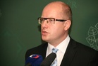 Předseda vlády Bohuslav Sobotka na tiskové konferenci