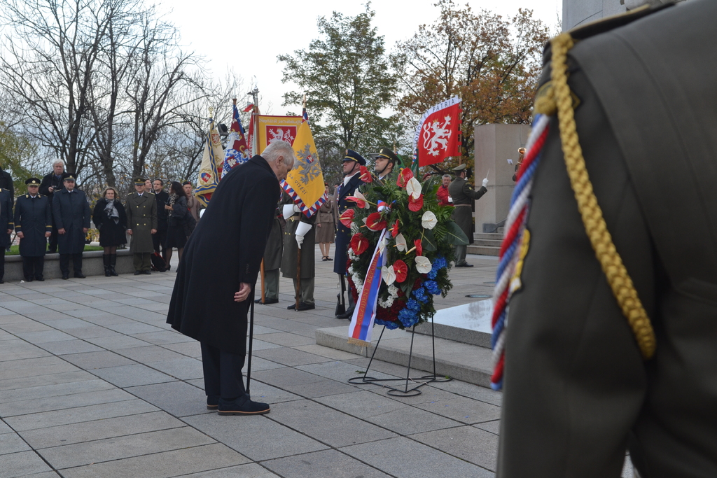 Prezident Miloš Zeman při pietním aktu na Vítkově