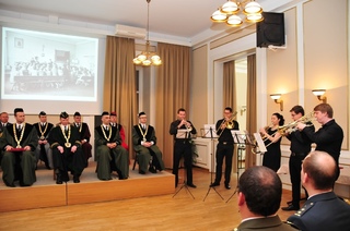Vystoupení žesťového kvintetu JAMU na závěr shromáždění 