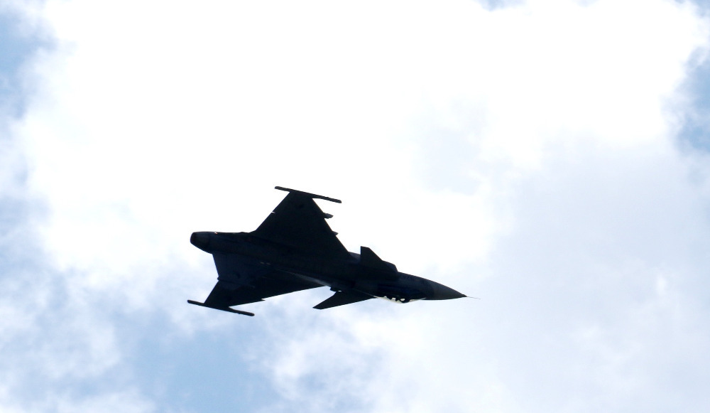 Display ukázka nadzvukového letounu Jas 39 Gripen