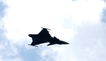 Display ukázka nadzvukového letounu Jas 39 Gripen
