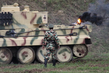 Hořící tank Tiger