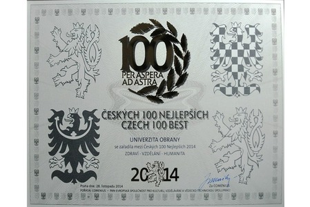 Univerzita obrany vstoupila do prestižní společnosti „Českých 100 Nejlepších“