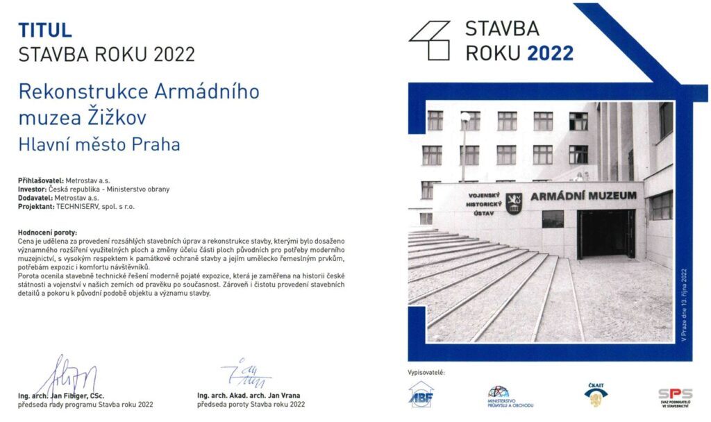 Titul Stavba roku za rekonstrukci Armádního muzea Žižkov