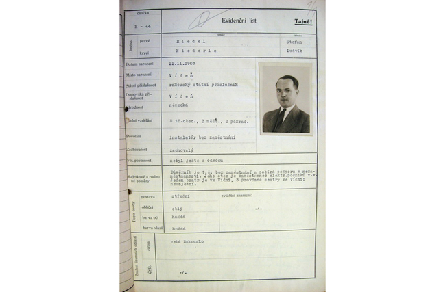 Způsob evidence člena čs. agenturní sítě v Německu.