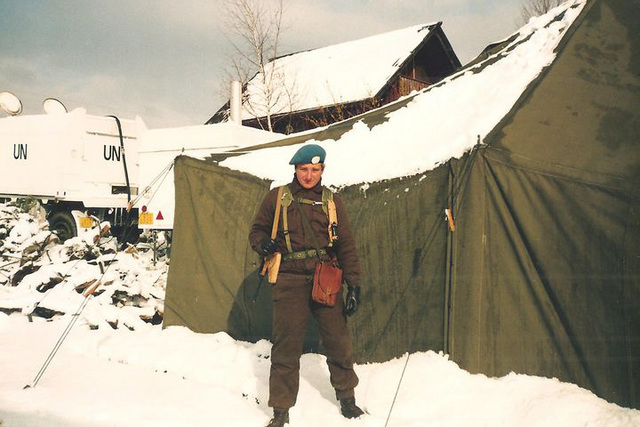 Čs. vojáci dorazili na místo v polovině dubna 1992, kdy zde byl i sníh 