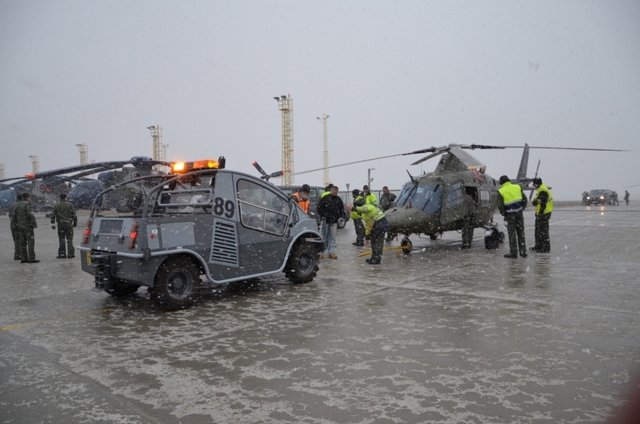  Belgické vrtulníky přivítalo stejně jako v loňském roce sněhové počasí