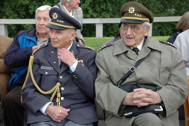 Oslav 69. výročí ukončení bojů 2. světové války v Evropě se zúčastnila řada válečných veteránů - například plk. Pavel Vranský a plk. Antonín Štícha