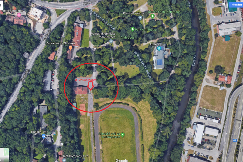 Mapka - vstup do areálu Brno-Pisarky