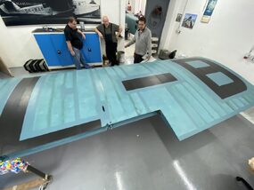 Křídlo letounu Aero AB-11 v dílně Leteckého muzea Kbely