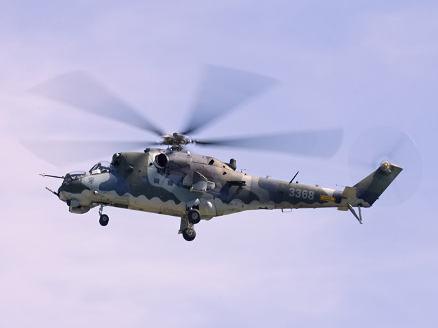 Bojový vrtulník Mil Mi-24 Hind 22. Základny vrtulníkového letectva, který se bude také účastnit cvičení Lion Effort 2015