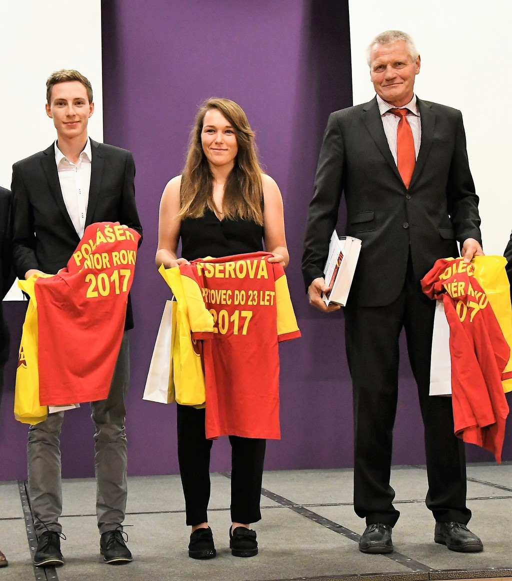 Nejlepší junior Viktor Polášek,sportovec do 23 let Tereza Fišerová a trenér Milan Doleček