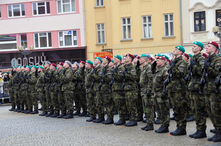 Nastoupené jednotky přísahajících vojáků ve Vyškově