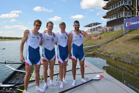 Ctyřka bez kormidelníka Jan Potůček, Jakub  Paroulek, Kornel  Altman a Jakub Makovička dojela v béčku třetí.