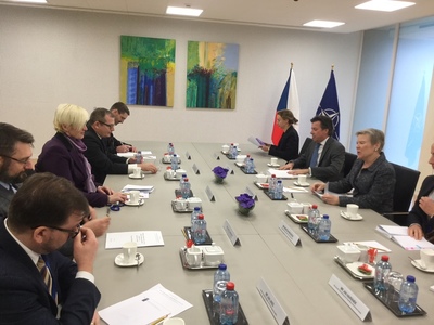 Tématy jednání se zástupkyní Generálního tajemníka NATO Rose Gottemoeller byly perspektivy mise NATO v Iráku a aktuální vztahy NATO a Ruska.