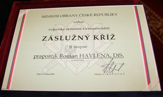 Dekret k Záslužnému kříži ministra obrany II. stupně