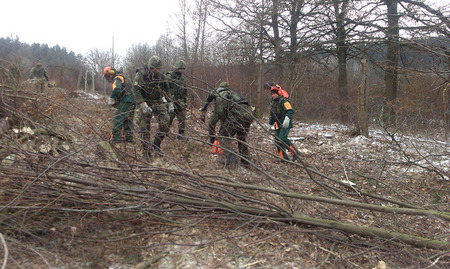 Vojáci pomáhají s výstavbou oplocenky ve Vrběticích