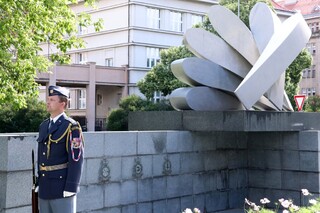 Pomník čs. letců byl odhalen 12. května 1995. Centrální skulptura symbolizuje zlomená křídla. Na mramorových deskách po stranách jsou jména všech 546 československých letců, kteří zahynuli v bojích druhé světové války.
