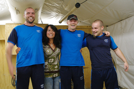 Rocková kapela Logrock, zleva poručík „padre“ Jan B., Marissa „morena“ P., kapitán Marek J. a rotmistr Josef P.