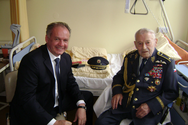 Slovenský prezident navštívil válečného veterána Imricha Gablecha