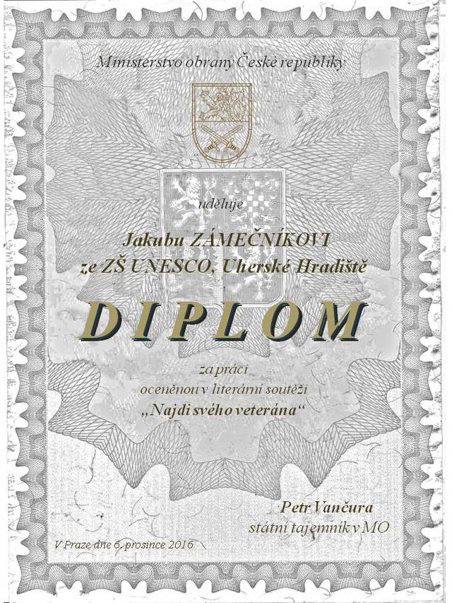 Diplom za literární soutěž