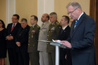 Ministr obrany během projevu