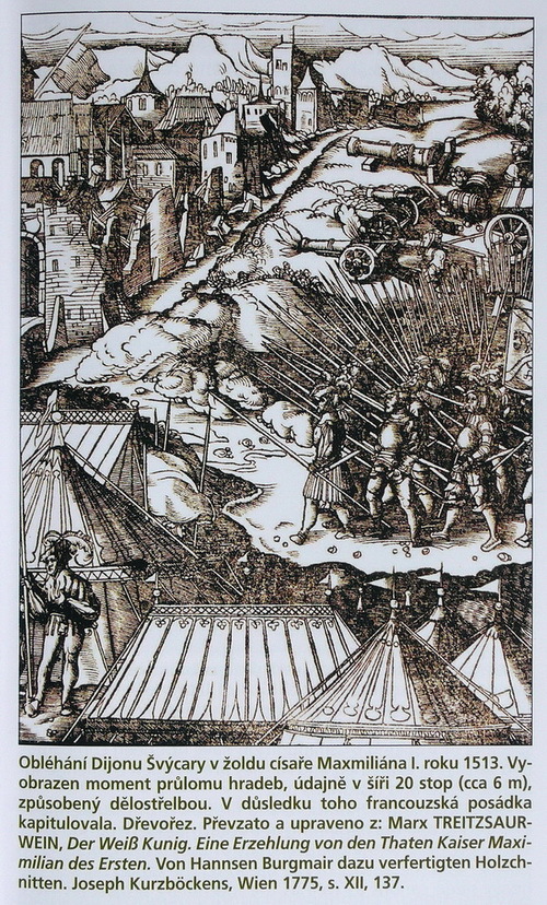 Obléhání Dijonu Švýcary v žoldu císaře Maxmiliána I. roku 1513 